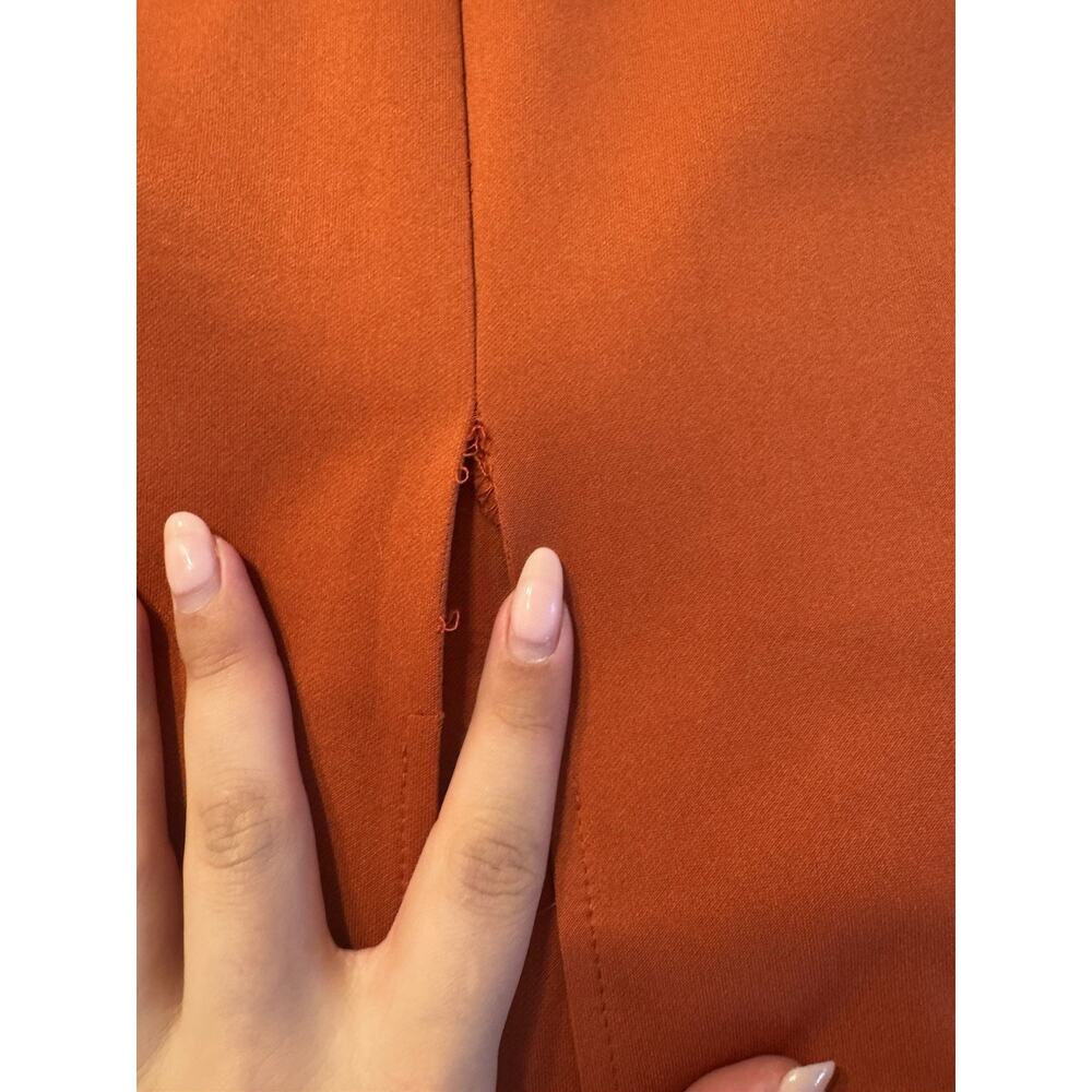 Asos Design Orange Strapless Midi Dress Satin Sculptural Women's Size 2 - Picture 8 of 9